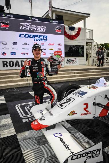 Thomas Nepveu wins his first race in the Cooper Tires USF2000 Championship at Road America Thomas Nepveu wins his first race in the Cooper Tires USF2000 Championship at Road America